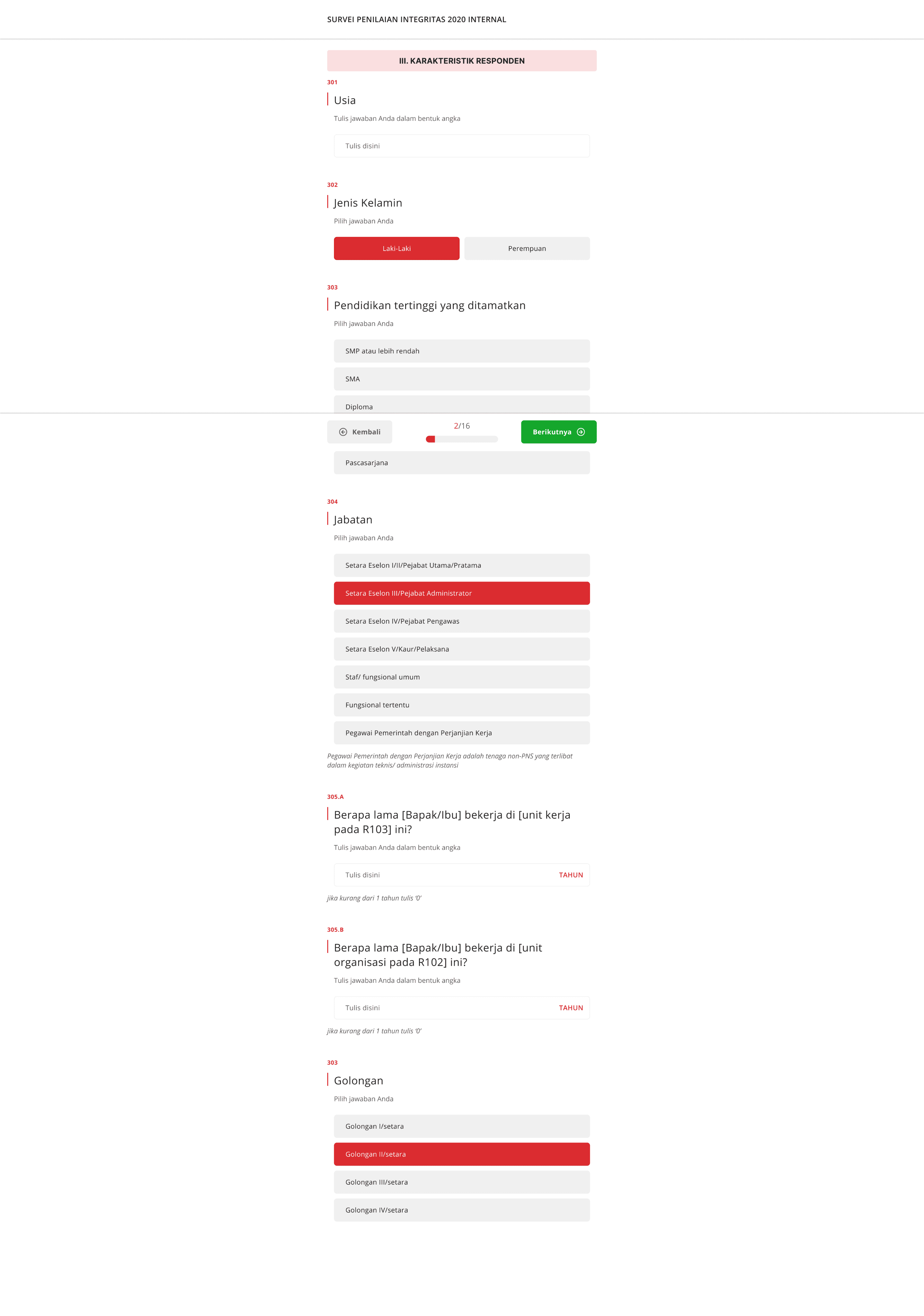 User interface of the Survey Web App developed for public data collection and integrity monitoring (KPK).